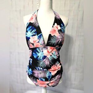 Modern Fit Floral Halter One-Piece Swimsuit – Size XXL – New Without Tags